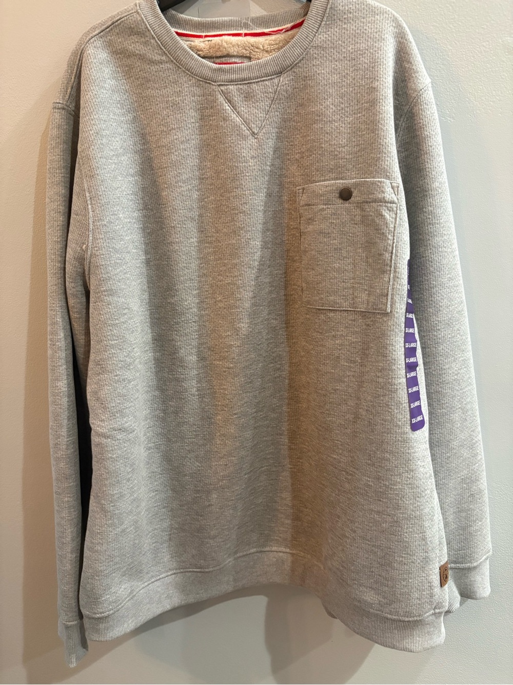 Coleman Men’s Gray Sherpa Lined Waffle Knit Pocket Sweatshirt Size XXL NWT